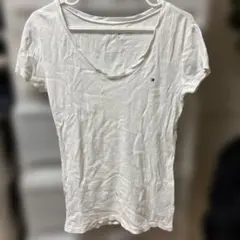 TOMMY HILFIGER Vネック 半袖 Tシャツ ホワイト