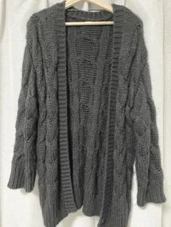 GU ジーユー ウールブレンド ケーブルニットカーディガン Mサイズ ブラック