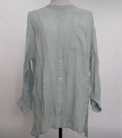 SALE【eur3】無地　長袖シャツ　ミントグリーン系　11号