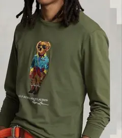ポロラルフローレン　ポロベア　カーキ　長袖Tシャツ　qrタグ