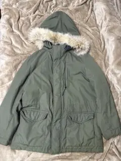 ダウンジャケット カーキ 2-Mサイズ相当 フードファー付