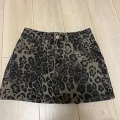ヒョウ柄 デニムスカート S