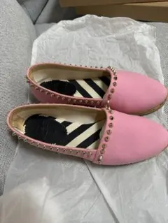 Christian Louboutin スタッズ付きピンクスリッポン