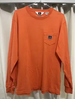 BEN DAVIS ロンT オレンジ ポケット ロゴ入り