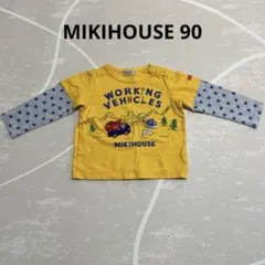MIKIHOUSE はたらくのりもの 長袖Tシャツ イエロー 重ね着風 90