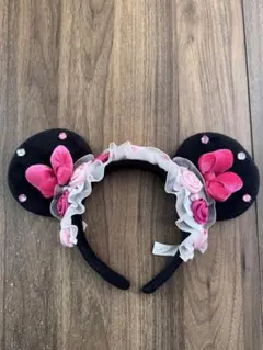 【年内・三が日発送OK】ミニー耳カチューシャ 花飾り付き