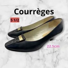 Courreges クレージュ パンプス ネイビー ゴールド金具のサムネイル