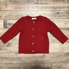 センス オブ ワンダー 赤ニット カーディガン 90cm