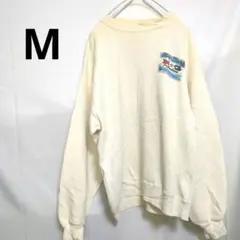 ユニセックス　スウェット　トレーナー　クリーム色　ロゴ　M　海外　US古着