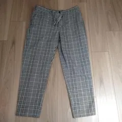 【美品】GU メンズ ズボン チェック グレー ブラック XL