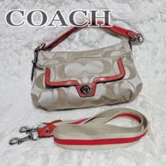 美品　コーチ　ショルダーバッグ　2way シグネチャー　キャンバス　斜め掛け