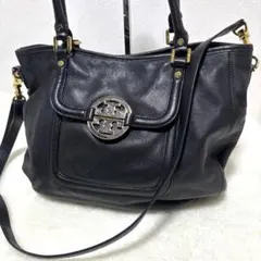 【美品】 トリーバーチ アマンダ 2WAY ショルダーバッグ レザー ブラック