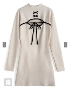 GRL フロントオープン配色リボンワンピース ru1355