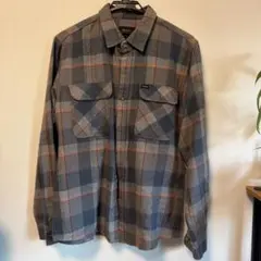 Brixton 長袖ネルシャツ Sサイズ グレーオレンジチェックのサムネイル