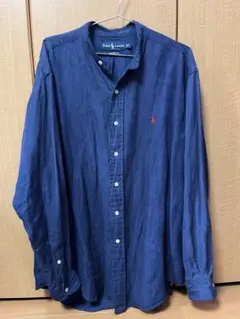 90s ラルフローレン BLAKE リネン100% 長袖シャツ ブルー XL - メルカリ
