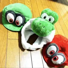 美品　帽子　かぶりもの　マリオ　ルイージ　ヨッシー　オデッセイ　3点セット
