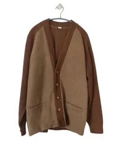 ブラウン ボタン付きカーディガン　昭和　レトロ