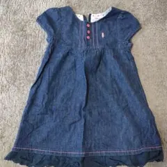 miki house デニム 半袖ワンピース