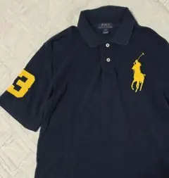 ポロラルフローレン 半袖ポロシャツ ビッグポニー ネイビーイエロー黒金