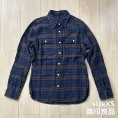 無印良品MUJI メンズチェックフランネルシャツ サイズXS