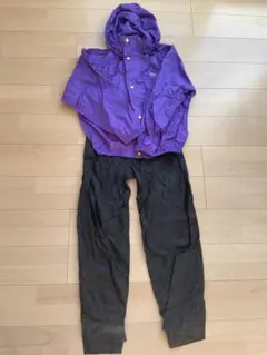 レインウェアセット 紫ジャケット 黒パンツ
