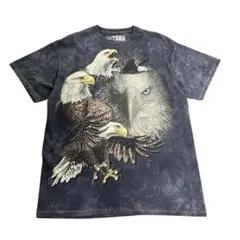 マウンテンTシャツ　タイダイ柄　イーグル　アニマル　コットン　古着　8#b