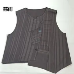 慈雨 ストライプ チェック柄 ベスト ジレ サイズ40 - メルカリ