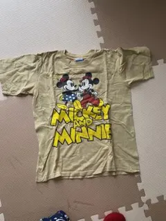 ディズニー ミッキー ミニー Tシャツ Mサイズ　古着　ベージュ　ビンテージ