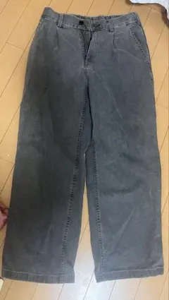 GU ワイドデニムパンツ ダークグレー S メンズ