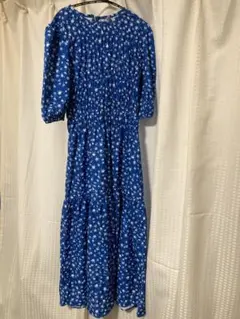 お値下げ　超美品！花柄マキシドレス 青