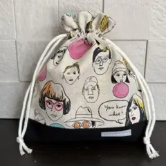 【ハンドメイド】内布・裏地付き巾着袋/ミニ巾着袋