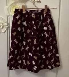 anyfamkids アニマル 総柄 スカパン 150cm ワイン系　ボルドー