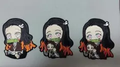鬼滅の刃 竈門禰豆子　刺繍ワッペン 3枚セット