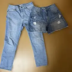 ハニーズデニムMサイズ2点セットショートパンツストレートデニムジーンズレディース