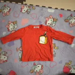 オレンジ 長袖Tシャツ ポケット付き