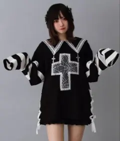 夢展望 DearMyLove 十字架スタッズストライプワンピース 地雷 サブカル