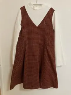 組曲 ワンピース 130 千鳥格子 オレンジ系