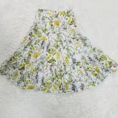 ローラアシュレイ 花柄 ロングスカート フレア ホワイト aライン　コットン