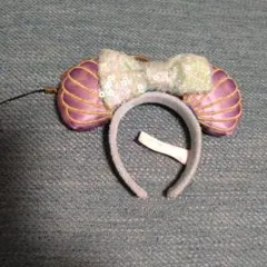 貝殻型カチューシャ 紫色 スパンコール付き