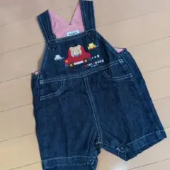 ✤ミキハウス✤クマちゃん付デニムオーバーオール✤70