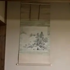 真作/雲石/雪景山水人物画賛/布袋屋掛軸HJ-257 - メルカリ