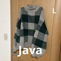 J aVa ブロックチェック　ゆったりセーターL