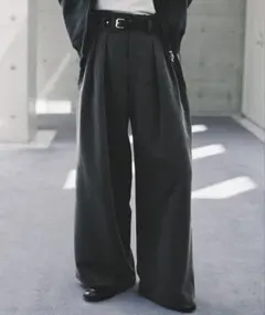 SLIGHT FLARE DOUBLE CLOTH BAGGY SLACKS