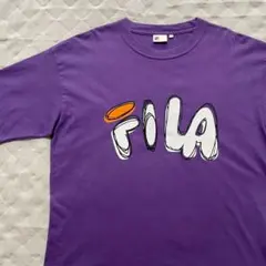 ●フィラ●Tシャツ L パープル ビッグロゴ 半袖 FILA コットン メンズのサムネイル