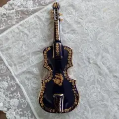 リモージュカステル バイオリン型小物入れ コバルトブルー約26cm