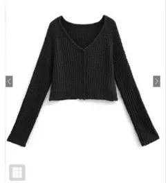 GRL Vネックブークレニットカーディガン 黒　dr719