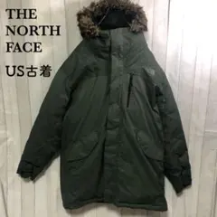 【価格変更】US規格古着ノースフェイスダウンジャケット緑アウター刺繍