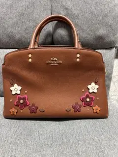 coach COACH ブラウン ショルダーバッグ 花モチーフバック