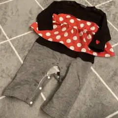 116.フタフタ　ディズニー　ミニー　カバーオール　ロンパース　ベビー　80