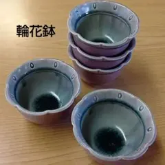 小鉢 5個セット 貫入釉 輪花鉢 (孔雀青✕梅鼠)